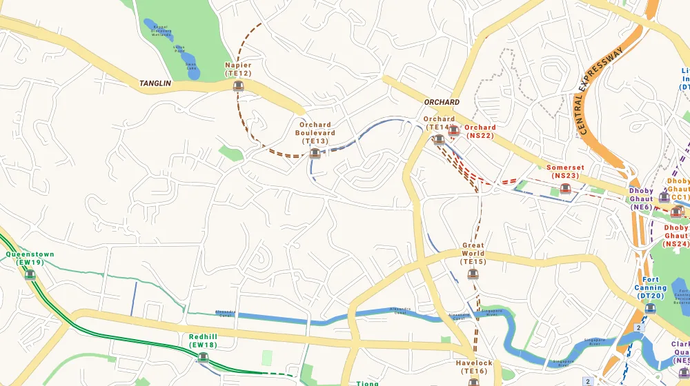Map of the area around 120 Grange in Bukit Timah, showing 400 m and 1 km rings and 1 primary school within 1 km