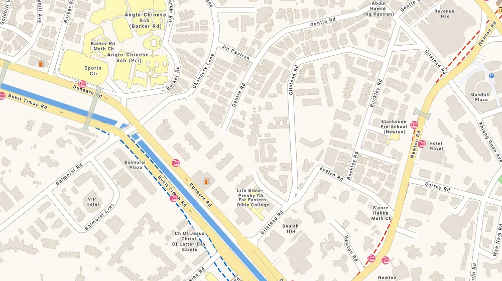 Location map of 35 Gilstead, an apartment in Novena, Singapore, with the nearest condos numbered