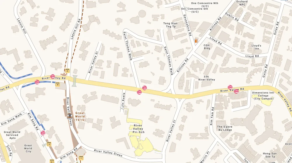 Location map of 8 Saint Thomas, a condominium in Orchard, Singapore, with the nearest condos numbered