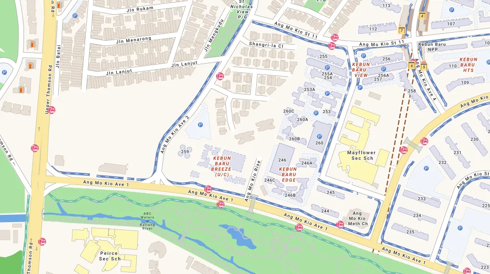 Location map of Amo Residence, an apartment in Bishan, Singapore, with the nearest condos numbered