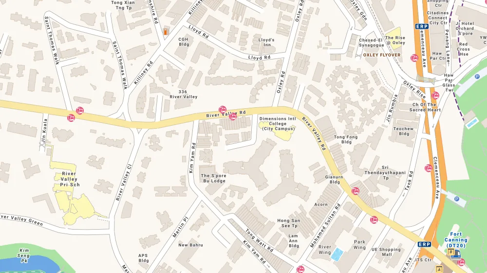 Location map of Aspen Linq, a condominium in Orchard, Singapore, with the nearest condos numbered