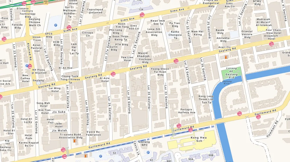 Location map of Atrium Residences, an apartment in Eunos, Singapore, with the nearest condos numbered