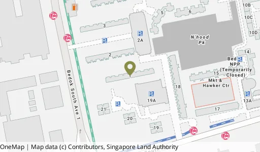 Location map of Blk 1 Bedok Sth Ave 1, a HDB resale block in Bedok, Singapore
