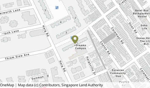 Location map of Blk 1 Haig Rd, a HDB resale block in Geylang, Singapore