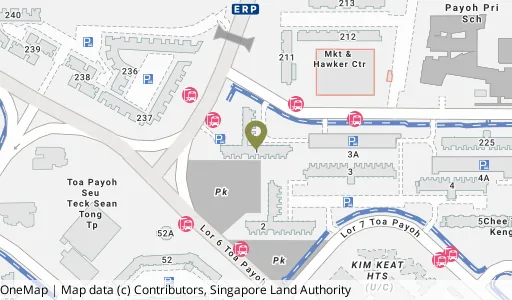 Location map of Blk 1 Lor 7 Toa Payoh, a HDB resale block in Toa Payoh, Singapore