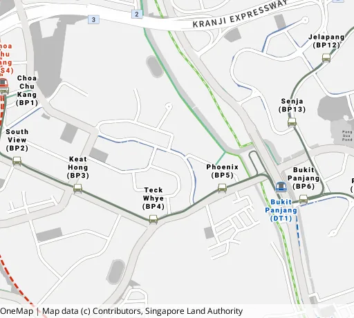Map of the area around Blk 10 Teck Whye Ave in Choa Chu Kang, showing 400 m and 1 km rings and 2 primary schools within 1 km