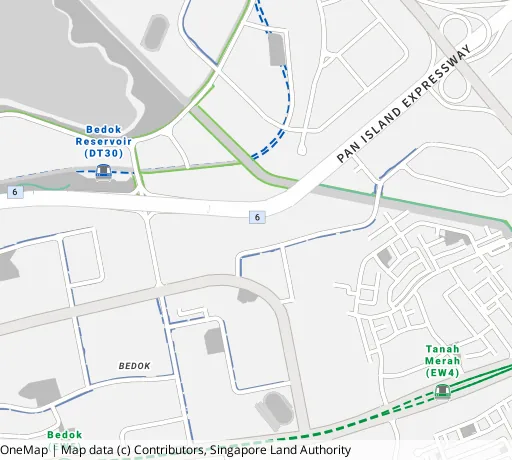 Map of the area around Blk 100 Bedok Nth Ave 4 in Bedok, showing 400 m and 1 km rings and 4 primary schools within 1 km