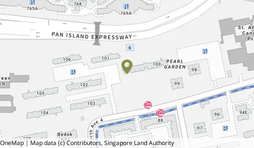 Location map of Blk 100 Bedok Nth Ave 4, a HDB resale block in Bedok, Singapore
