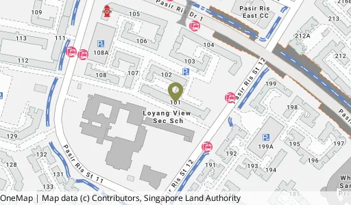 Location map of Blk 101 Pasir Ris St 12, a HDB resale block in Pasir Ris, Singapore