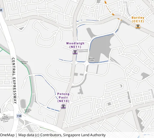 Map of the area around Blk 101A Bidadari Pk Dr in Toa Payoh, showing 400 m and 1 km rings and 2 primary schools within 1 km