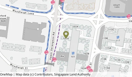 Location map of Blk 101A Bidadari Pk Dr, a HDB resale block in Toa Payoh, Singapore