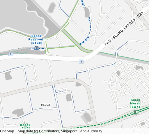 Map of the area around Blk 102 Bedok Nth Ave 4 in Bedok, showing 400 m and 1 km rings and 4 primary schools within 1 km