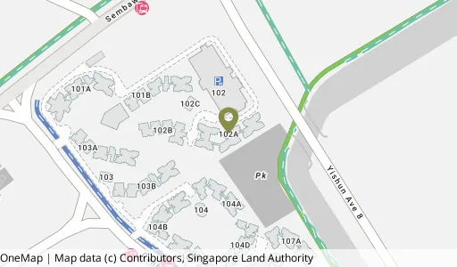 Location map of Blk 102A Canberra St, a HDB resale block in Sembawang, Singapore