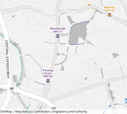 Map of the area around Blk 103A Bidadari Pk Dr in Toa Payoh, showing 400 m and 1 km rings and 2 primary schools within 1 km