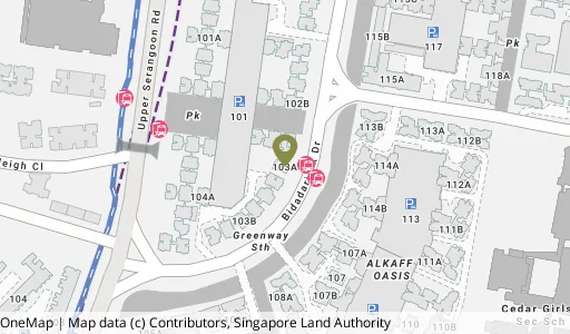Location map of Blk 103A Bidadari Pk Dr, a HDB resale block in Toa Payoh, Singapore