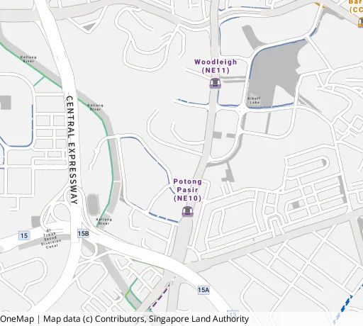 Map of the area around Blk 105 Potong Pasir Ave 1 in Toa Payoh, showing 400 m and 1 km rings and 2 primary schools within 1 km