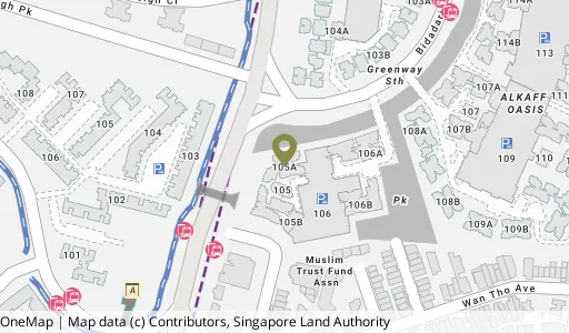Location map of Blk 105A Bidadari Pk Dr, a HDB resale block in Toa Payoh, Singapore