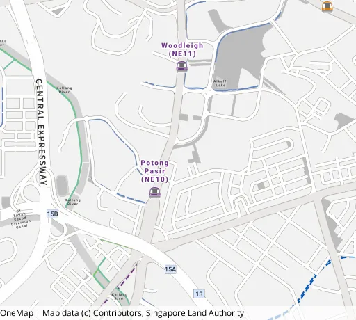 Map of the area around Blk 105B Bidadari Pk Dr in Toa Payoh, showing 400 m and 1 km rings and 2 primary schools within 1 km