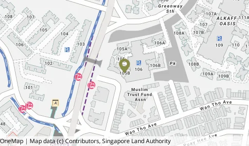 Location map of Blk 105B Bidadari Pk Dr, a HDB resale block in Toa Payoh, Singapore