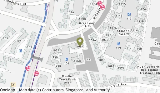 Location map of Blk 106A Bidadari Pk Dr, a HDB resale block in Toa Payoh, Singapore