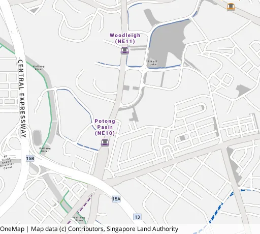 Map of the area around Blk 106B Bidadari Pk Dr in Toa Payoh, showing 400 m and 1 km rings and 2 primary schools within 1 km