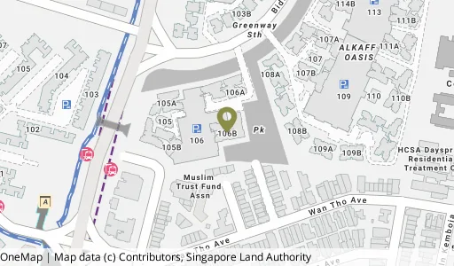 Location map of Blk 106B Bidadari Pk Dr, a HDB resale block in Toa Payoh, Singapore