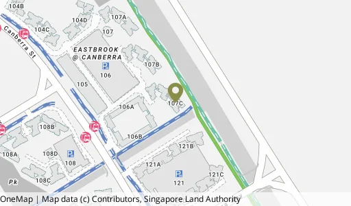 Location map of Blk 107C Canberra St, a HDB resale block in Sembawang, Singapore