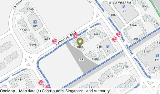 Location map of Blk 108A Canberra Walk, a HDB resale block in Sembawang, Singapore