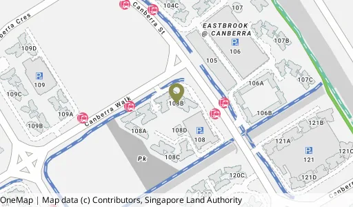 Location map of Blk 108B Canberra Walk, a HDB resale block in Sembawang, Singapore