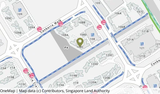 Location map of Blk 108C Canberra Walk, a HDB resale block in Sembawang, Singapore