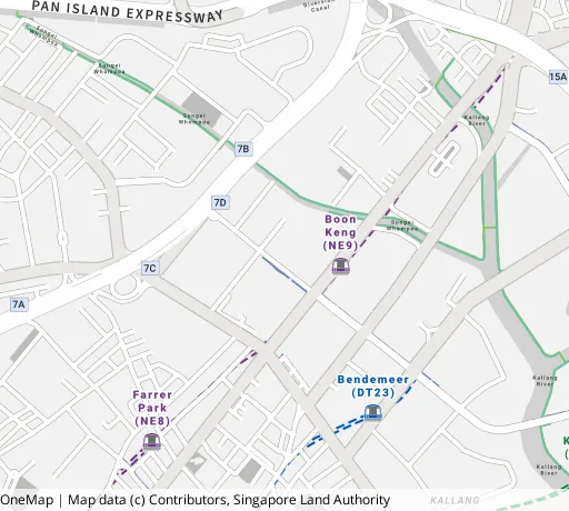 Map of the area around Blk 108C Mcnair Rd in Kallang/Whampoa, showing 400 m and 1 km rings and 2 primary schools within 1 km