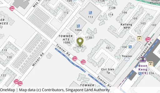 Location map of Blk 108C Mcnair Rd, a HDB resale block in Kallang/Whampoa, Singapore