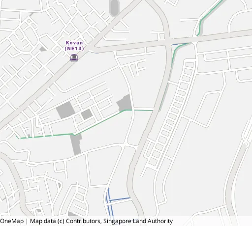 Map of the area around Blk 109 Hougang Ave 1 in Hougang, showing 400 m and 1 km rings and 2 primary schools within 1 km