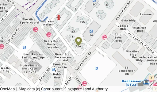 Location map of Blk 10A Bendemeer Rd, a HDB resale block in Kallang/Whampoa, Singapore