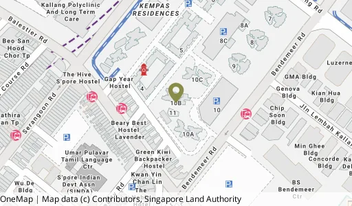 Location map of Blk 10B Bendemeer Rd, a HDB resale block in Kallang/Whampoa, Singapore
