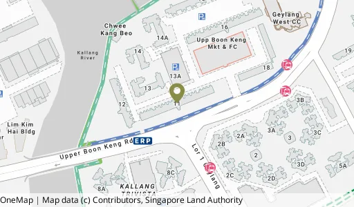 Location map of Blk 11 Upp Boon Keng Rd, a HDB resale block in Kallang/Whampoa, Singapore