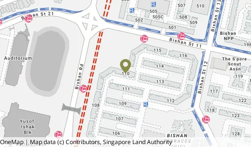 Location map of Blk 110 Bishan St 12, a HDB resale block in Bishan, Singapore