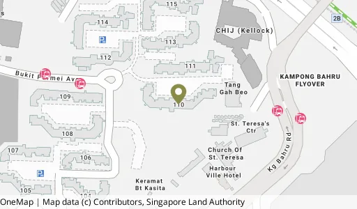 Location map of Blk 110 Bt Purmei Rd, a HDB resale block in Bukit Merah, Singapore