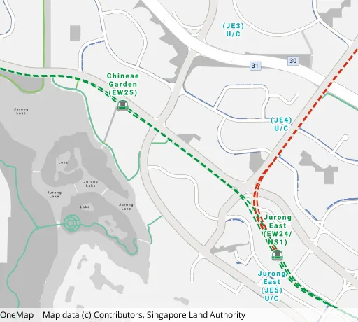 Map of the area around Blk 110 Jurong East St 13 in Jurong East, showing 400 m and 1 km rings and 2 primary schools within 1 km