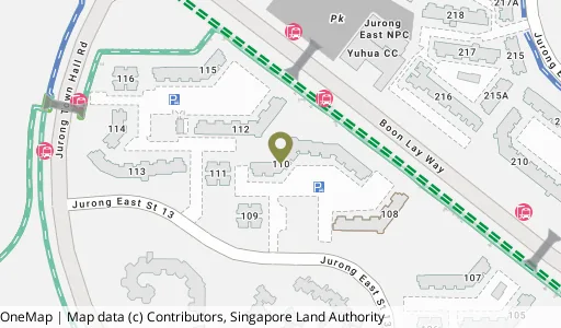 Location map of Blk 110 Jurong East St 13, a HDB resale block in Jurong East, Singapore
