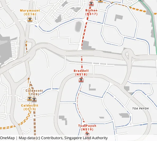 Map of the area around Blk 110 Lor 1 Toa Payoh in Toa Payoh, showing 400 m and 1 km rings and 2 primary schools within 1 km