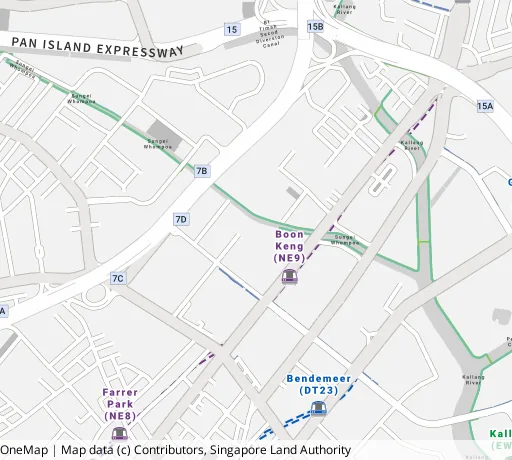 Map of the area around Blk 113A Mcnair Rd in Kallang/Whampoa, showing 400 m and 1 km rings and 2 primary schools within 1 km
