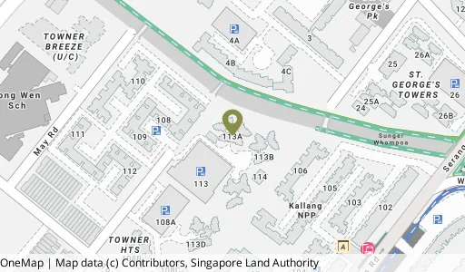 Location map of Blk 113A Mcnair Rd, a HDB resale block in Kallang/Whampoa, Singapore