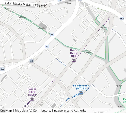 Map of the area around Blk 113D Mcnair Rd in Kallang/Whampoa, showing 400 m and 1 km rings and 2 primary schools within 1 km