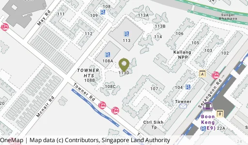 Location map of Blk 113D Mcnair Rd, a HDB resale block in Kallang/Whampoa, Singapore