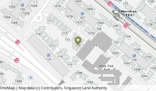 Location map of Blk 114 Edgefield Plains, a HDB resale block in Punggol, Singapore
