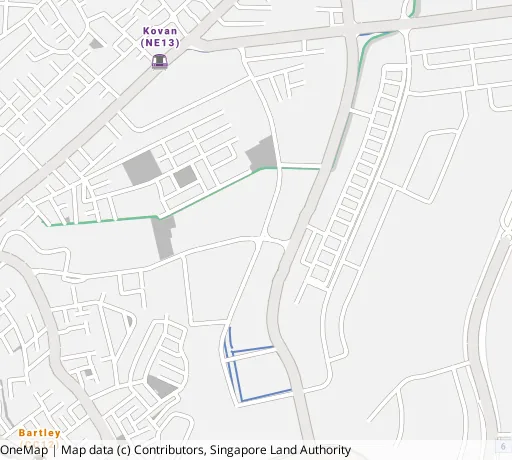 Map of the area around Blk 114 Hougang Ave 1 in Hougang, showing 400 m and 1 km rings and 2 primary schools within 1 km