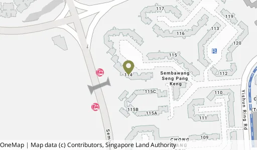Location map of Blk 114 Yishun Ring Rd, a HDB resale block in Yishun, Singapore