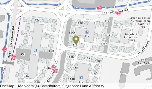 Location map of Blk 115A Alkaff Cres, a HDB resale block in Toa Payoh, Singapore