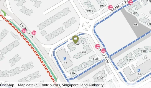 Location map of Blk 115A Canberra Walk, a HDB resale block in Sembawang, Singapore